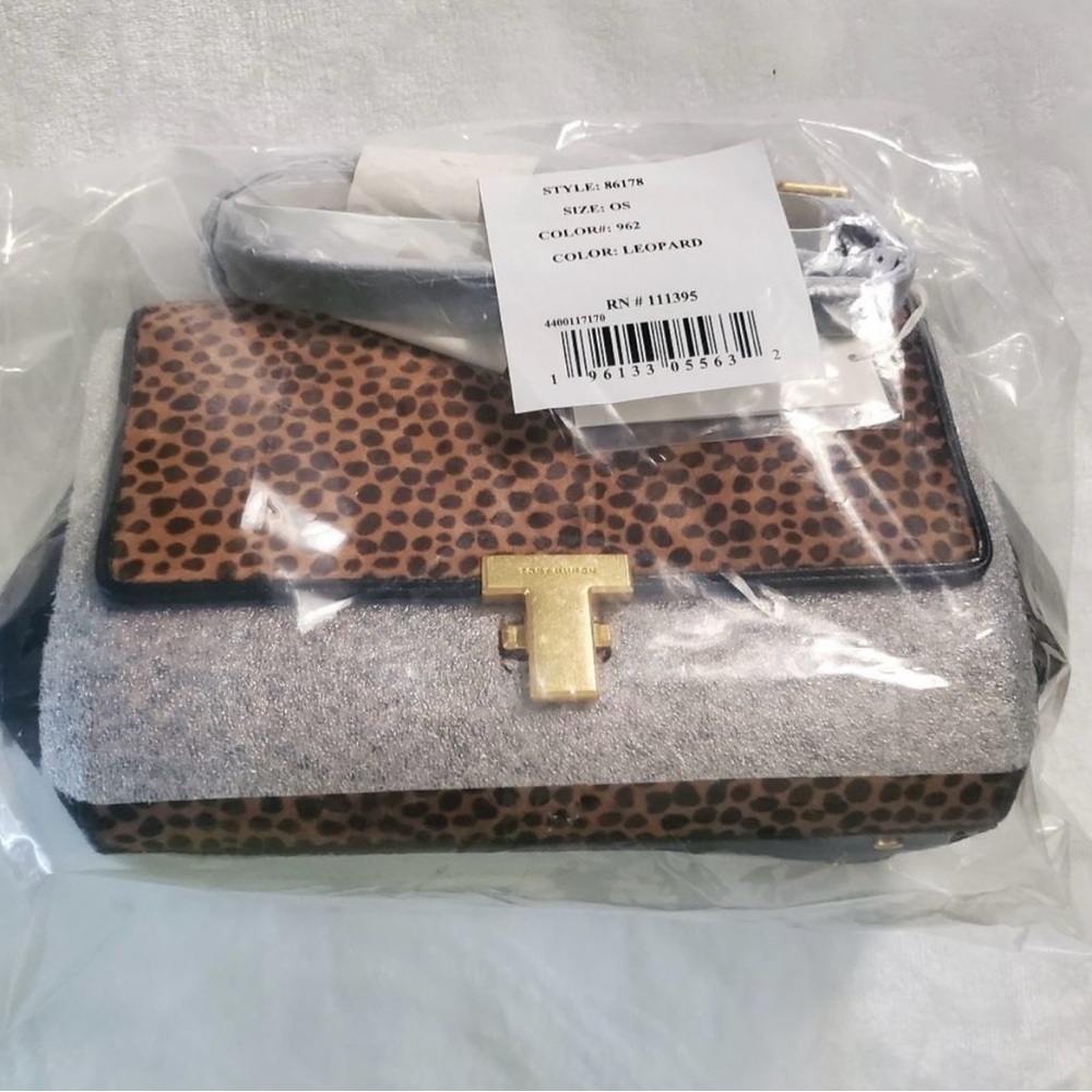 NWT TORY BURCH JULIETTE Satchel - black and leopard suede + calfskin